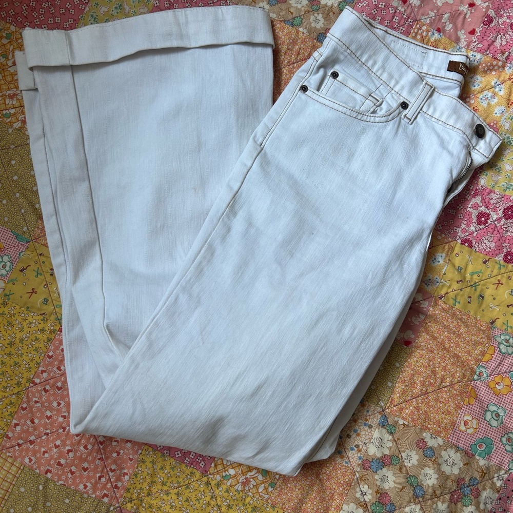 y2k white flare jeans
